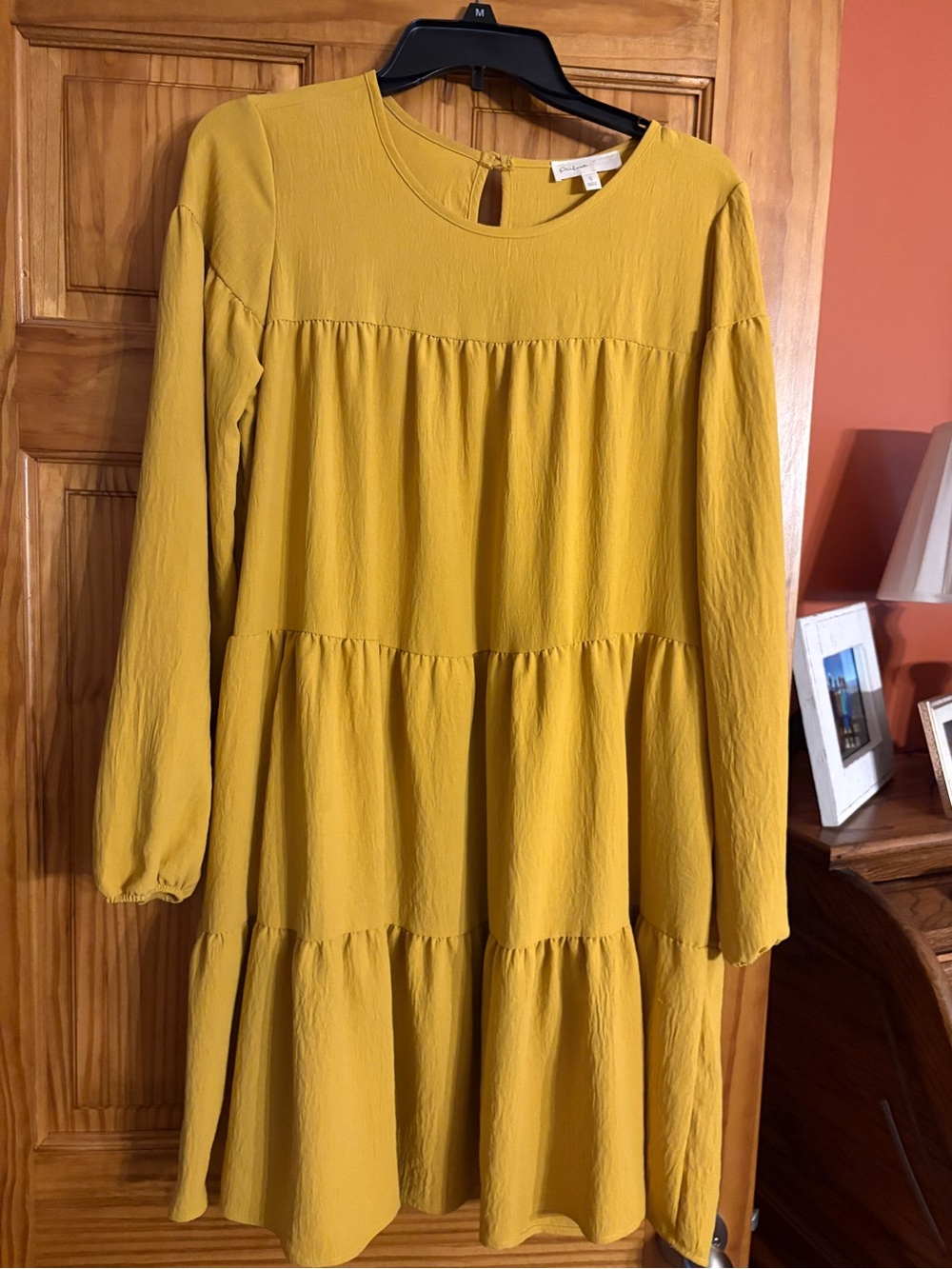 Parker Mustard Tiered Long-Sleeve Dress